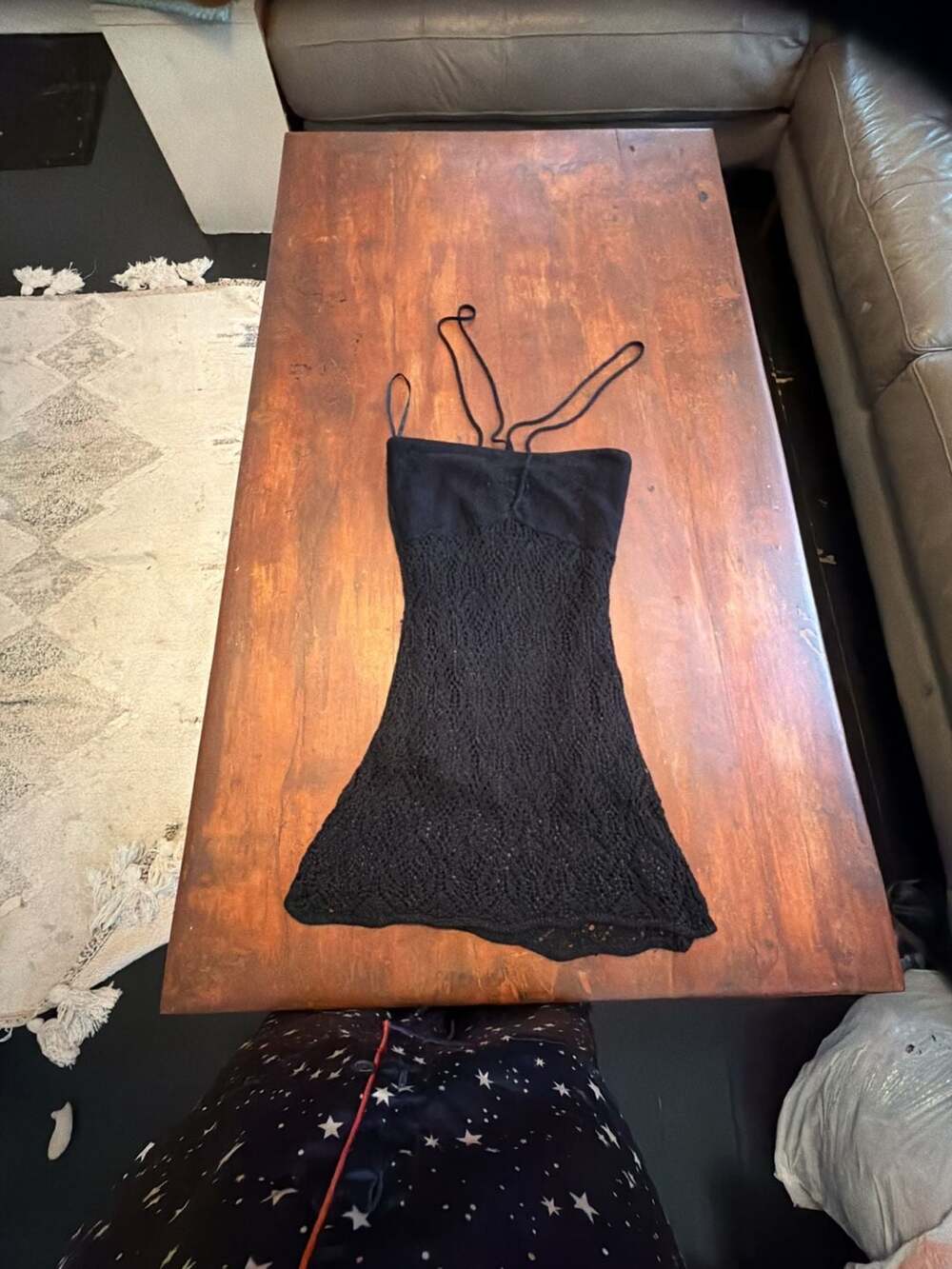 OXOXO Collection Black Crochet Mini Dress Size M